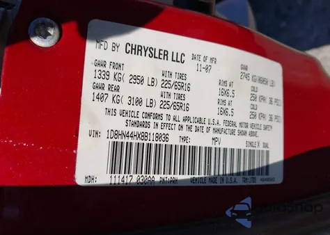 2008 Dodge Grand Caravan Se из США, поврежденный, VIN 1D8HN44HX8B118036